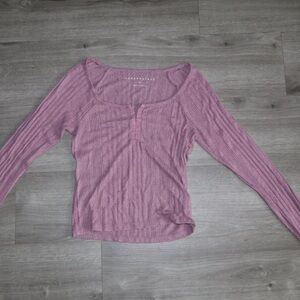 Aeropostale Ribbed Long Sleeve Top - Mauve